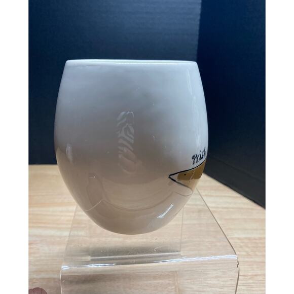 Rae Dunn 'Wish' 'All is Bright' White Gold Black Coffee Mug Pre-Owned - Picture 2 of 7